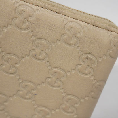 Guccissima 112724 Leather Ivory Chien Pan Gold Hardware Women's Long Wallet