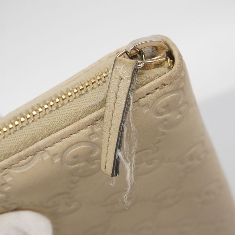 Guccissima 112724 Leather Ivory Chien Pan Gold Hardware Women's Long Wallet