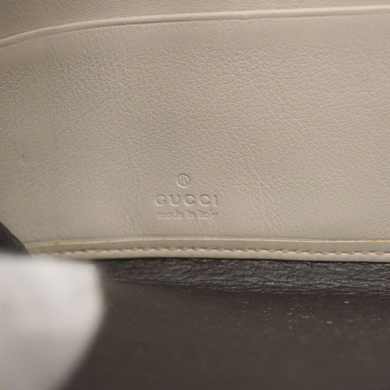 Guccissima 112724 Leather Ivory Chien Pan Gold Hardware Women's Long Wallet
