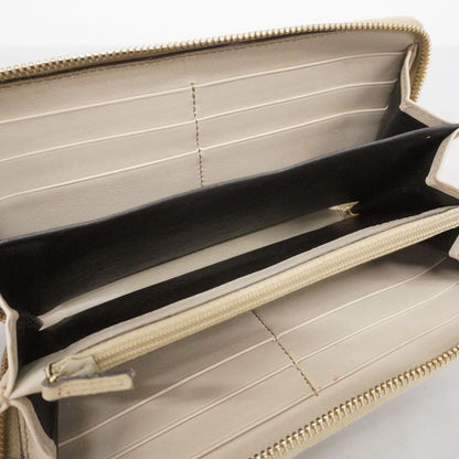 Guccissima 112724 Leather Ivory Chien Pan Gold Hardware Women's Long Wallet