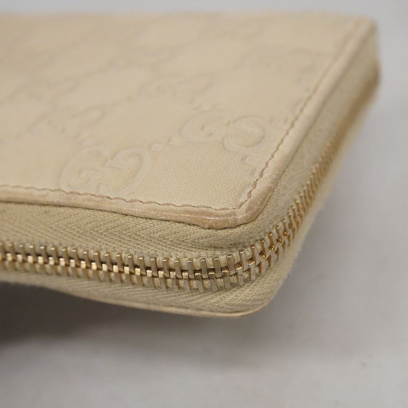 Guccissima 112724 Leather Ivory Chien Pan Gold Hardware Women's Long Wallet