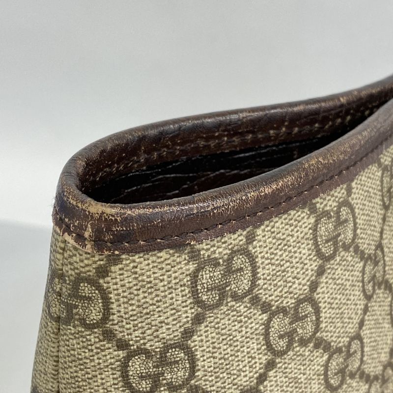 Gucci Tote Bag GG Supreme 114288 PVC Brown Silver Hardware Women's