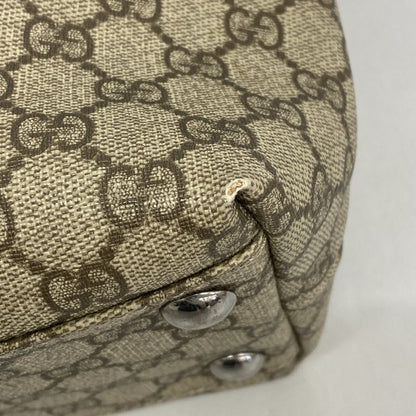 Gucci Tote Bag GG Supreme 114288 PVC Brown Silver Hardware Women's