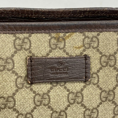 Gucci Tote Bag GG Supreme 114288 PVC Brown Silver Hardware Women's