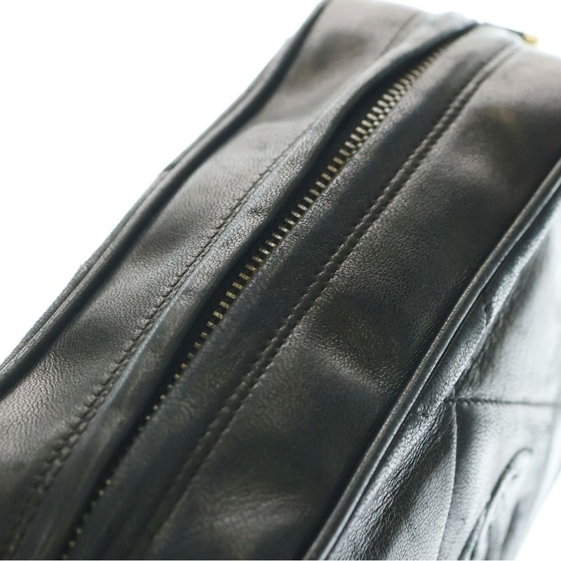 Chanel Coco Mark Fringe Chain Shoulder Bag Mini Bag Black Lambskin Gold Hardware