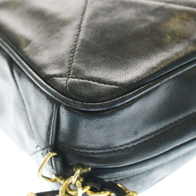 Chanel Coco Mark Fringe Chain Shoulder Bag Mini Bag Black Lambskin Gold Hardware