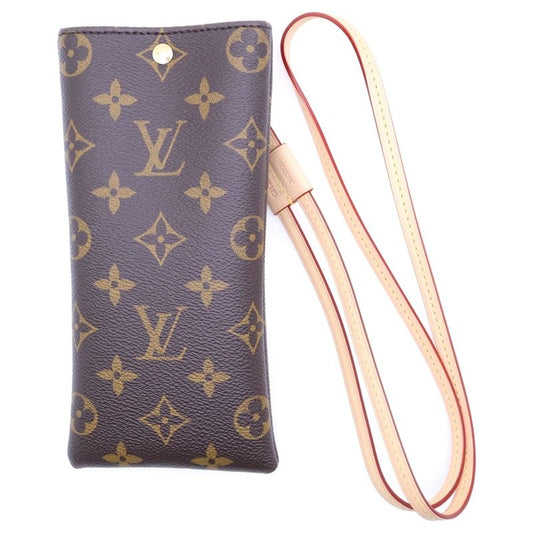 Louis Vuitton Sunglasses Pouch Monogram PVC Leather Neck Pouch Gold Hardware
