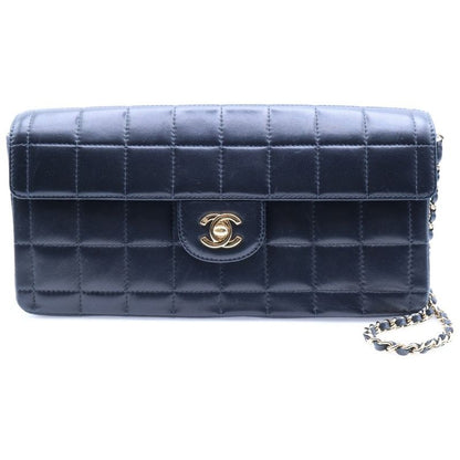 Chanel Choco Bar Coco Mark Turnlock Lambskin Leather Chain Shoulder Bag Gold