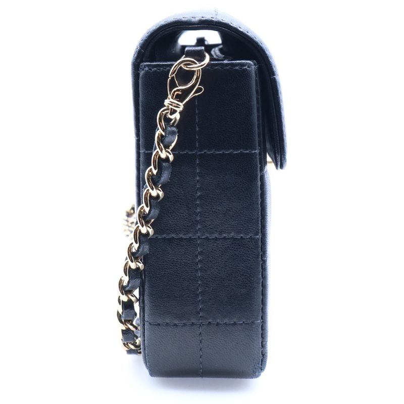 Chanel Choco Bar Coco Mark Turnlock Lambskin Leather Chain Shoulder Bag Gold