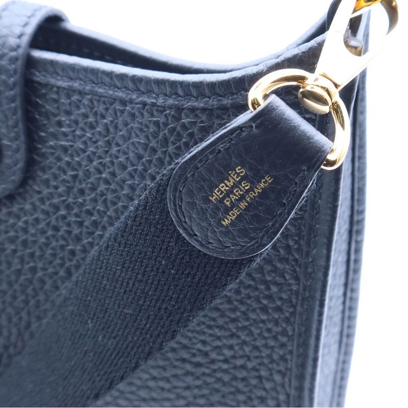 Hermes Evelyn TPM Taurillon Clemence Noir Black Perforated Leather H Logo