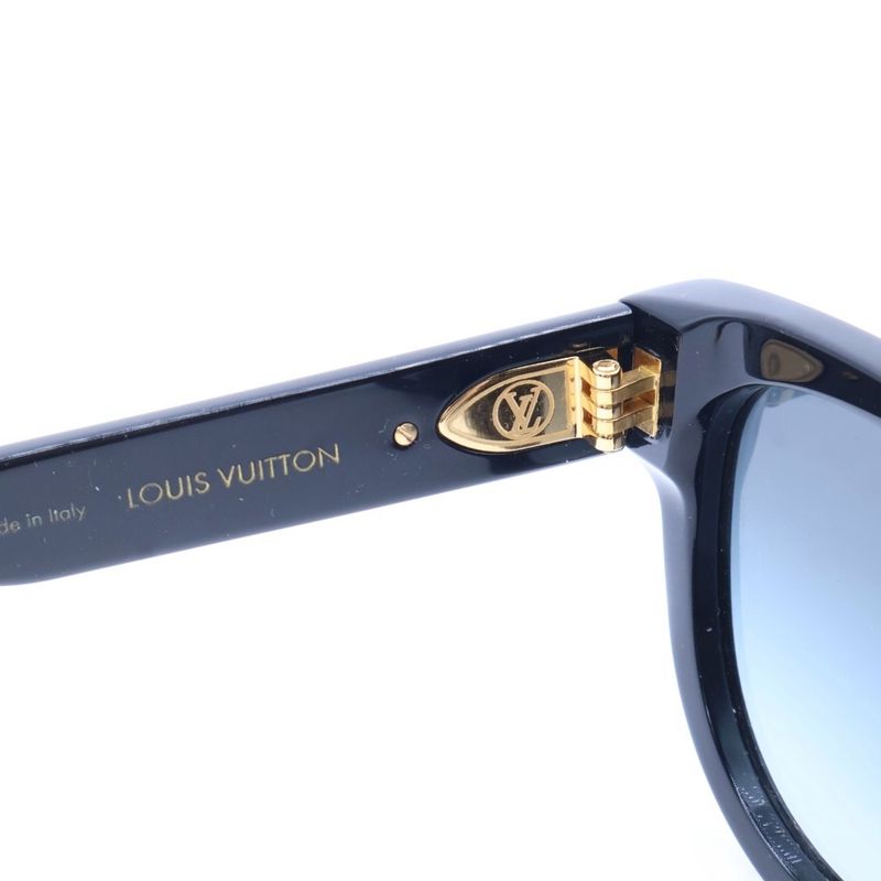Louis Vuitton My Monogram Round Sunglasses Black X Blue #52□19 Z1526e Gold