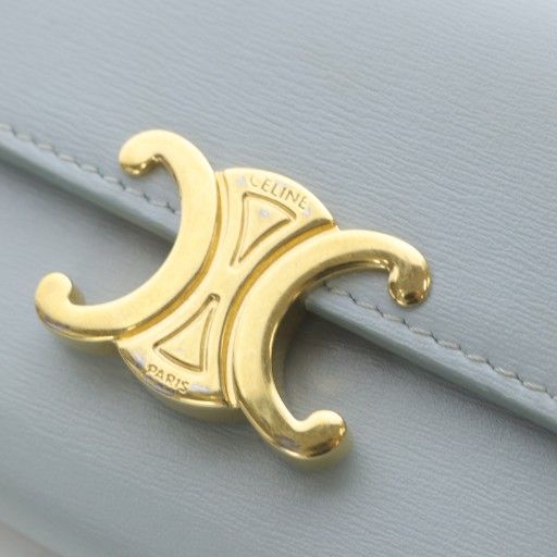 Celine Triomphe Compact Wallet Trifold Leather Blue 10i653 YO29 - OH