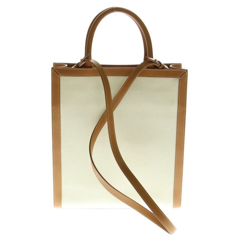 Celine Vertical Cabas 2WAY Bag Tote Handbag Shoulder Bag Canvas And Leather