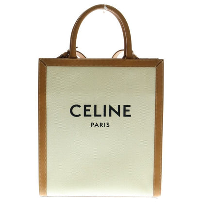 Celine Vertical Cabas 2WAY Bag Tote Handbag Shoulder Bag Canvas And Leather