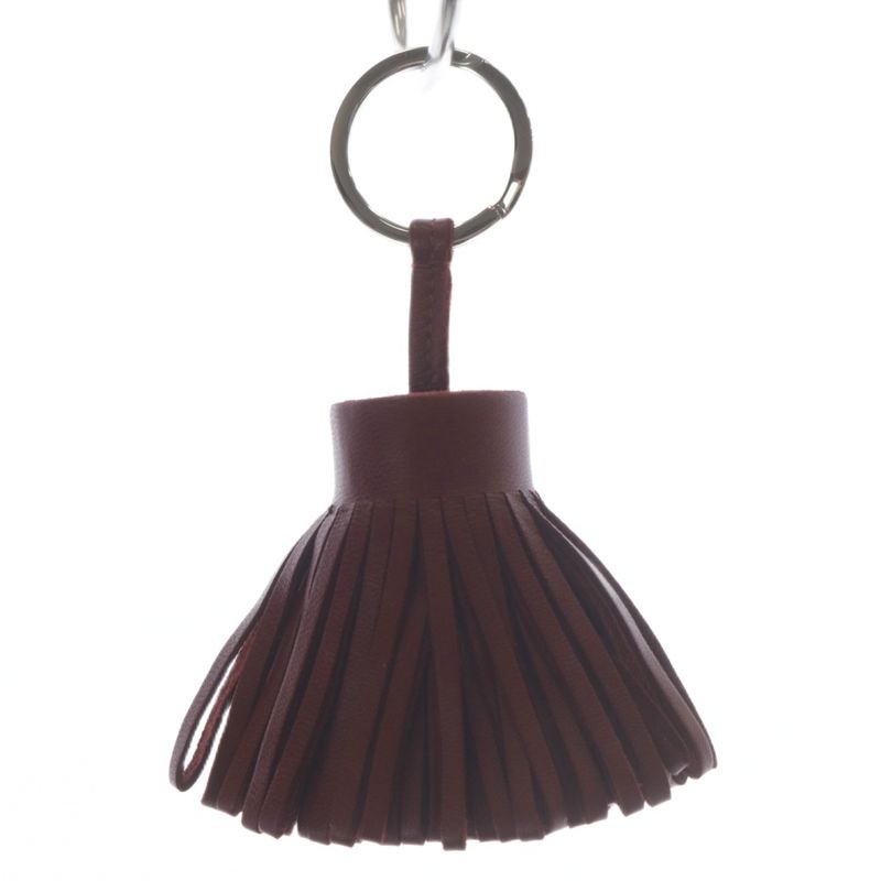 Hermes Carmen Key Ring Bag Charm Key Holder Leather Bordeaux Yo30-oh