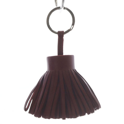Hermes Carmen Key Ring Bag Charm Key Holder Leather Bordeaux Yo30-oh