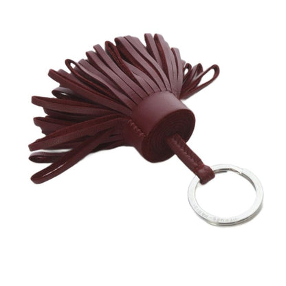 Hermes Carmen Key Ring Bag Charm Key Holder Leather Bordeaux Yo30-oh