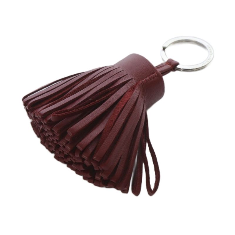 Hermes Carmen Key Ring Bag Charm Key Holder Leather Bordeaux Yo30-oh