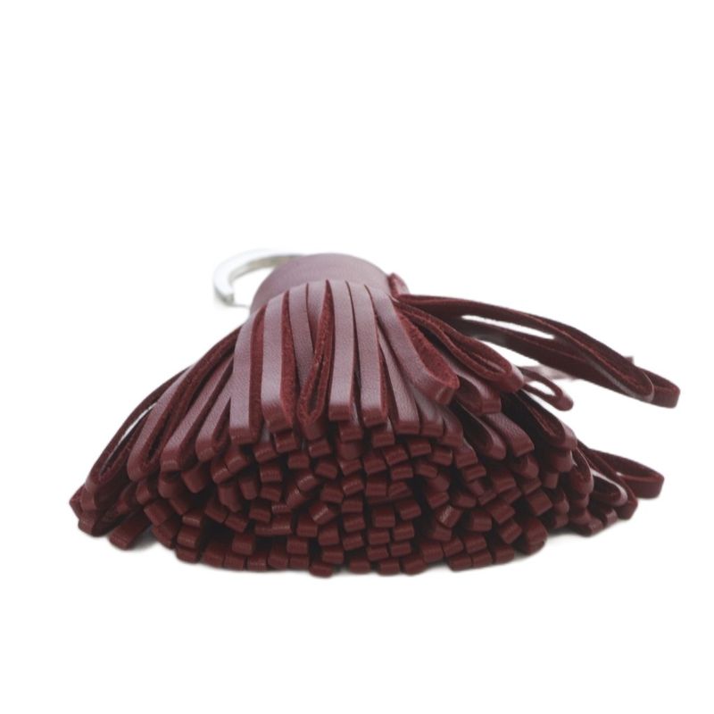 Hermes Carmen Key Ring Bag Charm Key Holder Leather Bordeaux Yo30-oh