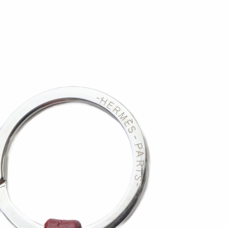 Hermes Carmen Key Ring Bag Charm Key Holder Leather Bordeaux Yo30-oh