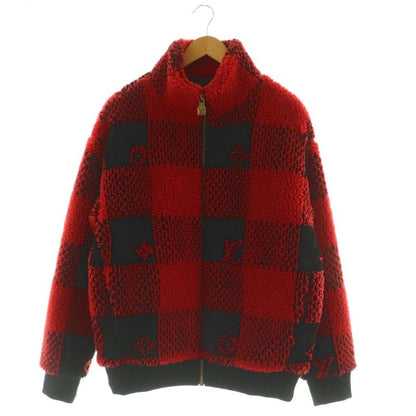 Louis Vuitton Damier Fleece Jacket Blouson Outerwear Zip Up Logo S Red Black NR