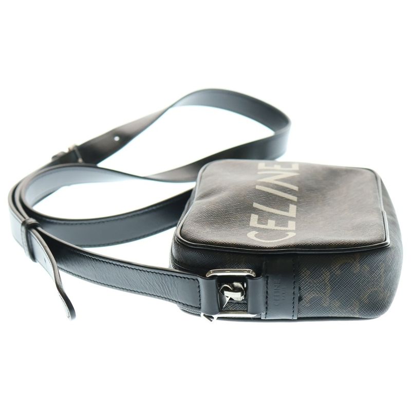 Celine Triomphe Logo Medium Messenger Bag Shoulder Bag Mini Bag Black And Brown