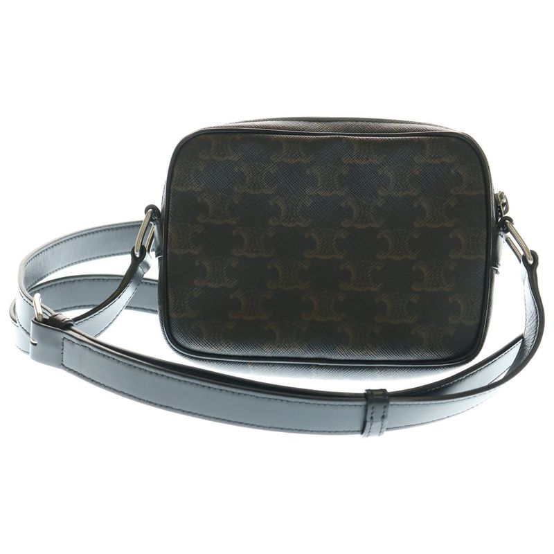 Celine Triomphe Logo Medium Messenger Bag Shoulder Bag Mini Bag Black And Brown