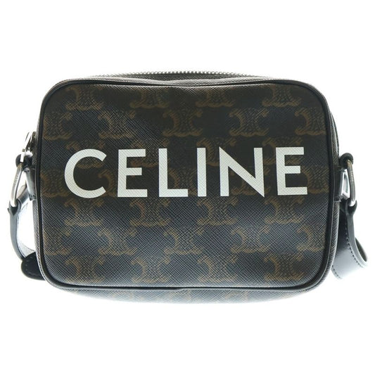 Celine Triomphe Logo Medium Messenger Bag Shoulder Bag Mini Bag Black And Brown