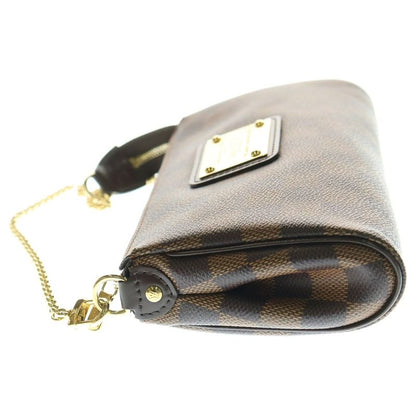 Louis Vuitton Eva Damier Ebène PVC Leather 2WAY Chain Hand Shoulder Bag Gold