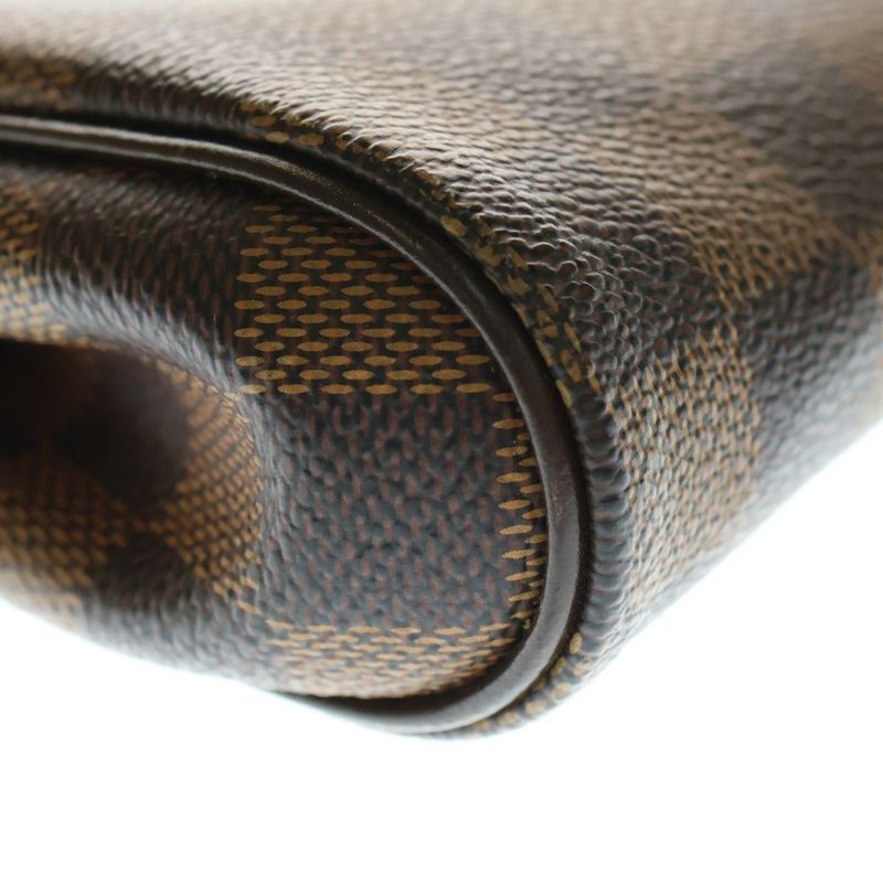 Louis Vuitton Eva Damier Ebène PVC Leather 2WAY Chain Hand Shoulder Bag Gold