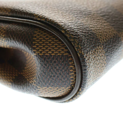 Louis Vuitton Eva Damier Ebène PVC Leather 2WAY Chain Hand Shoulder Bag Gold