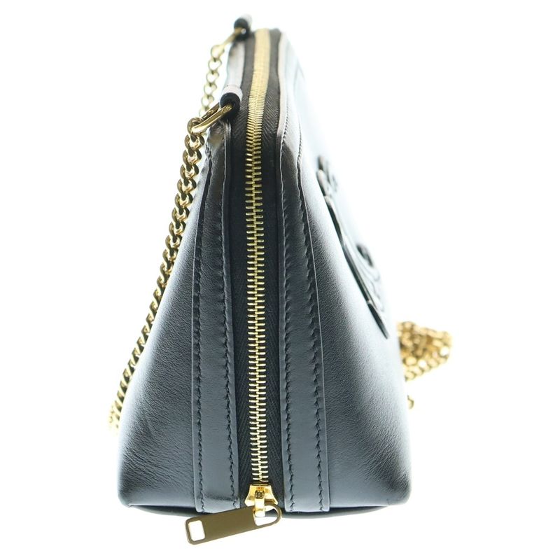 Celine Cuir Triomphe Chain Shoulder Bag Mini Bag Black Leather Gold Hardware