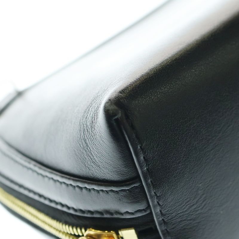 Celine Cuir Triomphe Chain Shoulder Bag Mini Bag Black Leather Gold Hardware