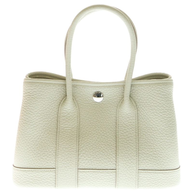 Hermes Neo Garden Party Negonda Leather Beton Hand Tote Bag Silver Hardware