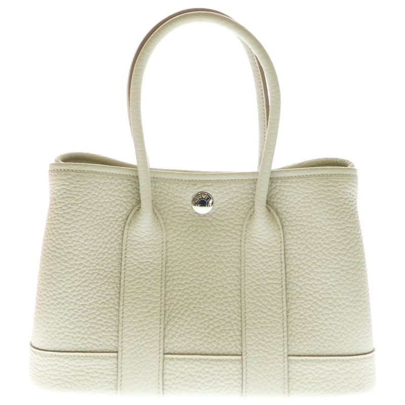 Hermes Neo Garden Party Negonda Leather Beton Hand Tote Bag Silver Hardware