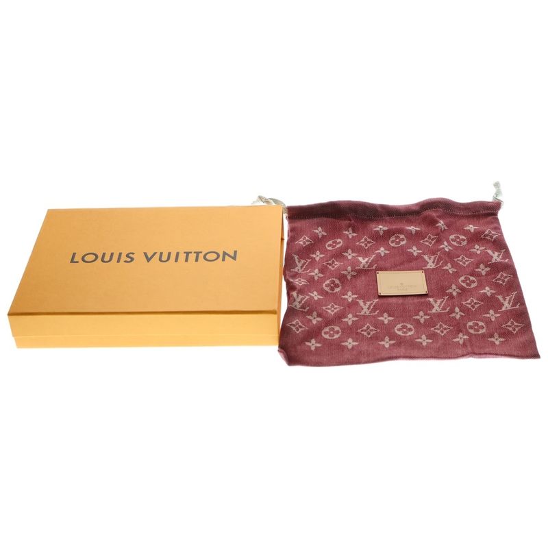 Louis Vuitton Monogram Trompe L'oeil Petite Mal Shawl Scarf Cashmere Silk Red