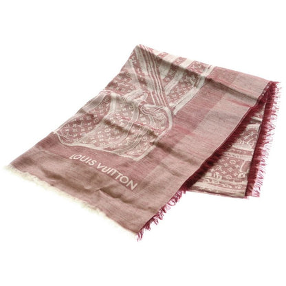 Louis Vuitton Monogram Trompe L'oeil Petite Mal Shawl Scarf Cashmere Silk Red