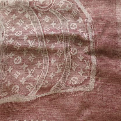 Louis Vuitton Monogram Trompe L'oeil Petite Mal Shawl Scarf Cashmere Silk Red