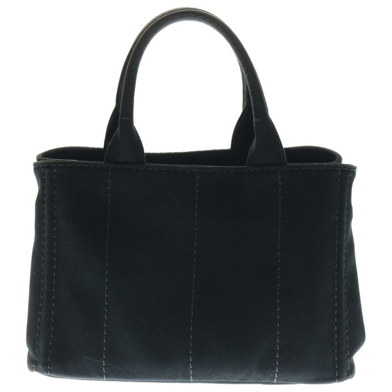 Prada Canapa 2WAY Bag Logo Triangle Plate Handbag Shoulder Bag Black Canvas