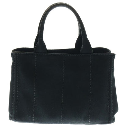 Prada Canapa 2WAY Bag Logo Triangle Plate Handbag Shoulder Bag Black Canvas