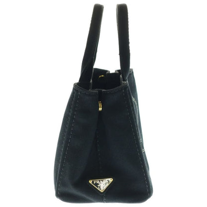 Prada Canapa 2WAY Bag Logo Triangle Plate Handbag Shoulder Bag Black Canvas