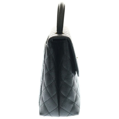 Chanel Matelasse Top Handle Handbag Black Caviar Skin Gdhardware A12397