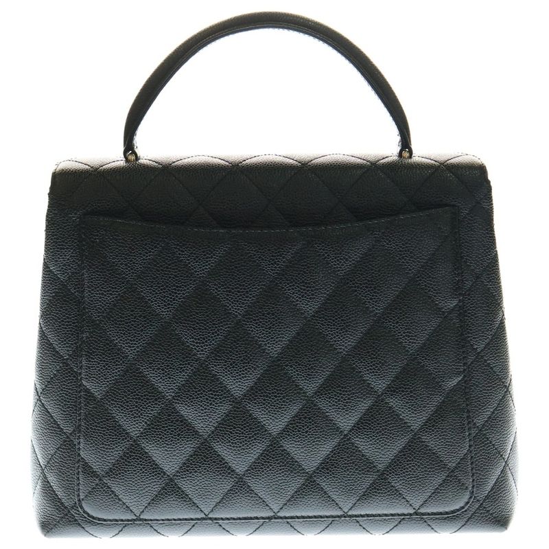 Chanel Matelasse Top Handle Handbag Black Caviar Skin Gdhardware A12397