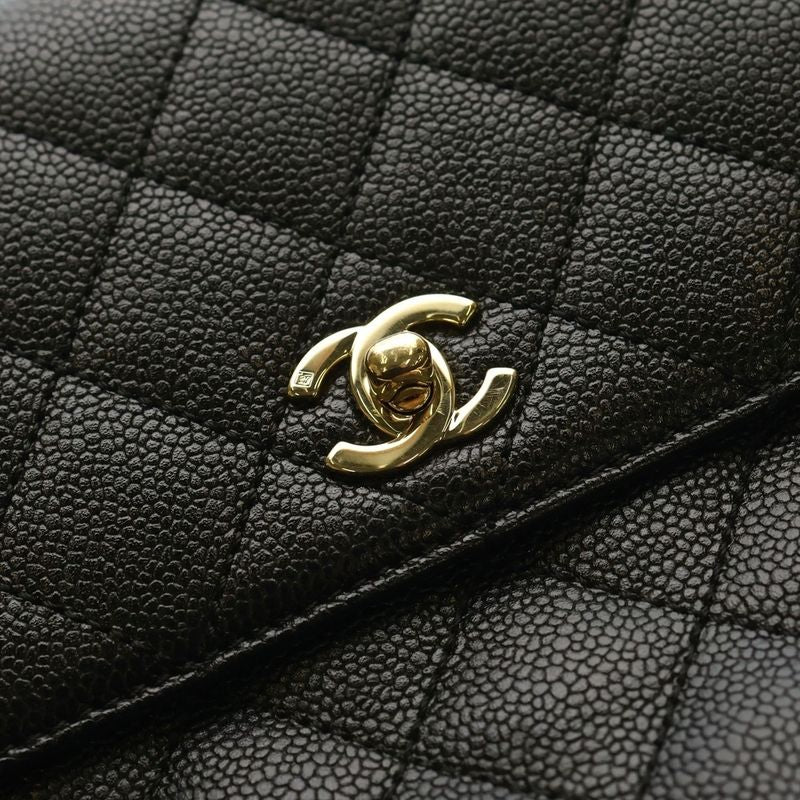 Chanel Matelasse Top Handle Handbag Black Caviar Skin Gdhardware A12397