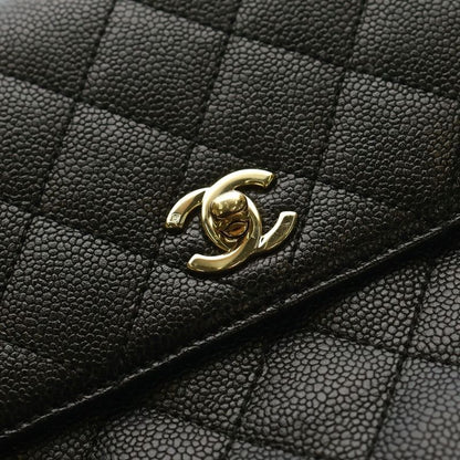 Chanel Matelasse Top Handle Handbag Black Caviar Skin Gdhardware A12397