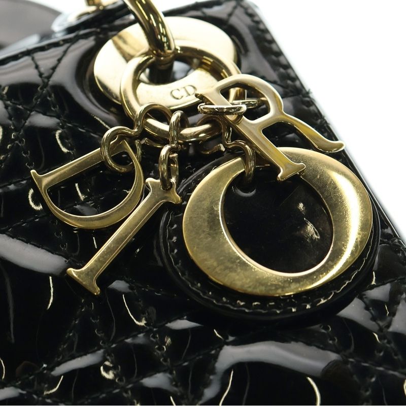 Christian Dior Lady Dior 2WAY Bag Mini Tote Handbag Shoulder Bag Chain Bag