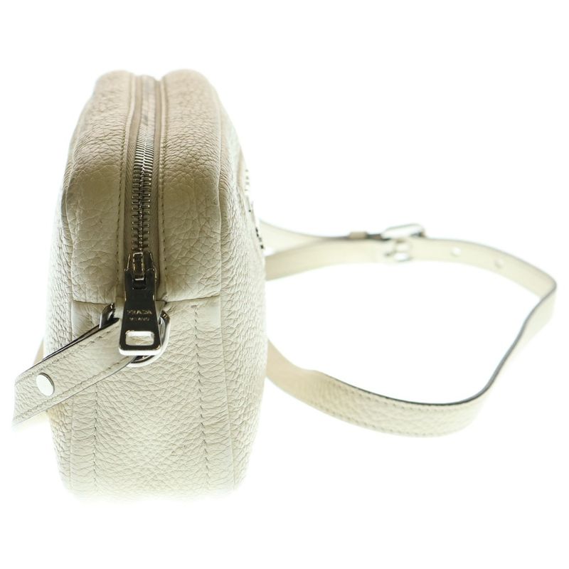 Prada Vittero Dye Shoulder Bag Mini Bag White And Black Leather 1bh082 Silver