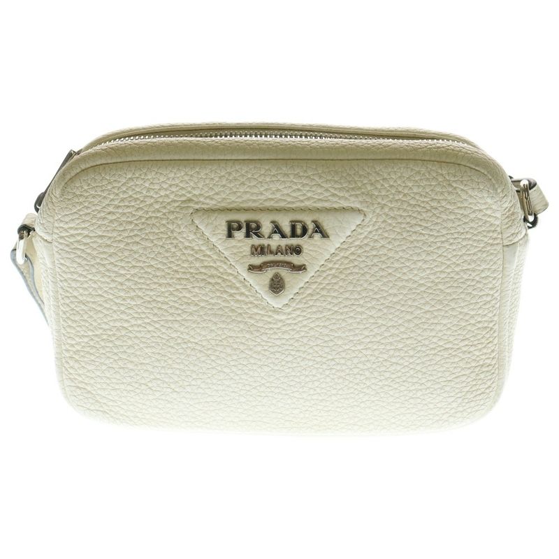 Prada Vittero Dye Shoulder Bag Mini Bag White And Black Leather 1bh082 Silver