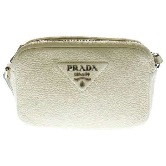 Prada Vittero Dye Shoulder Bag Mini Bag White And Black Leather 1bh082 Silver
