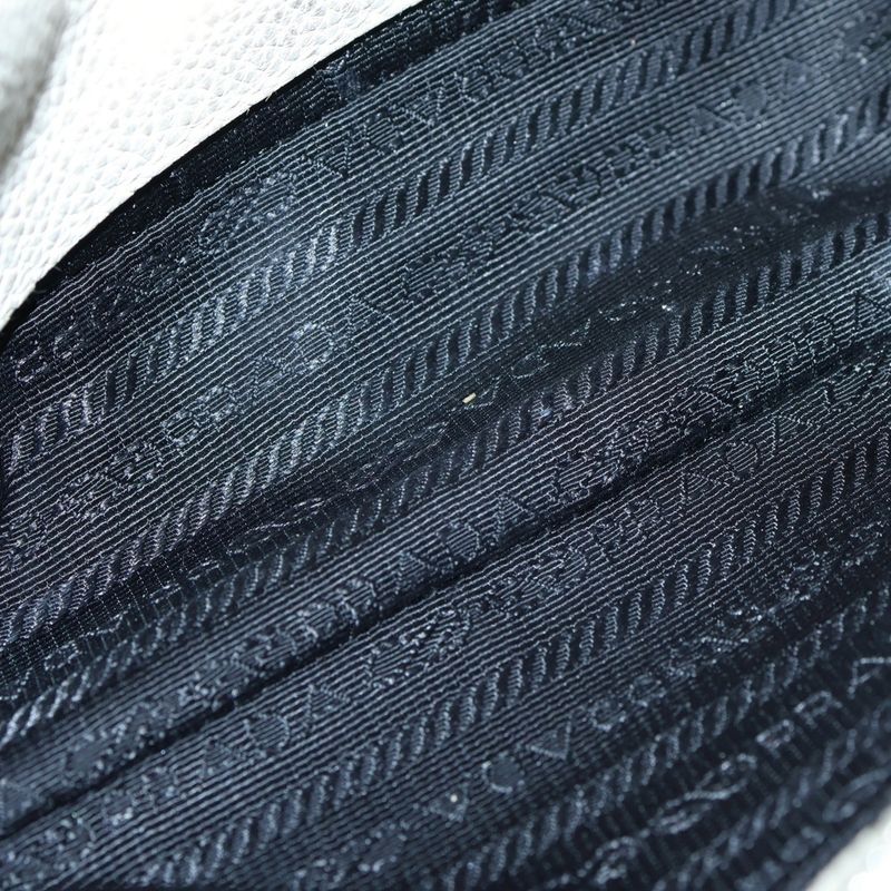 Prada Vittero Dye Shoulder Bag Mini Bag White And Black Leather 1bh082 Silver